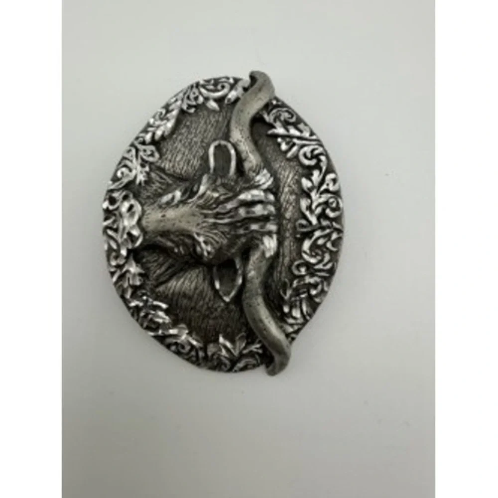 Ege Vintage Silver-Tone Longhorn Bull Belt Buckle FATHER'S DAY SALE: $10 OFF